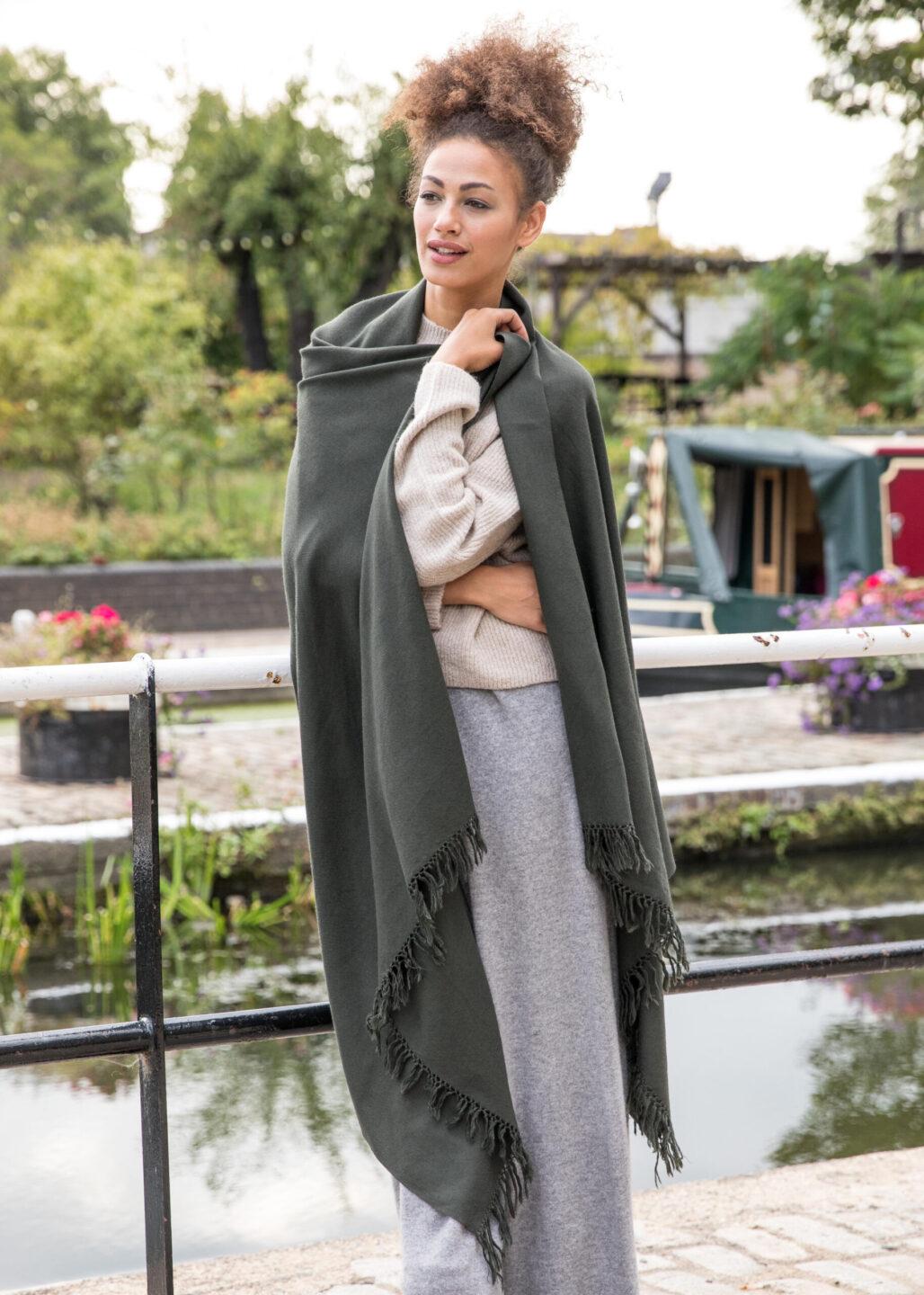 Multi - Use Handmade Blanket Scarf & Travel Wrap in Green - likemary