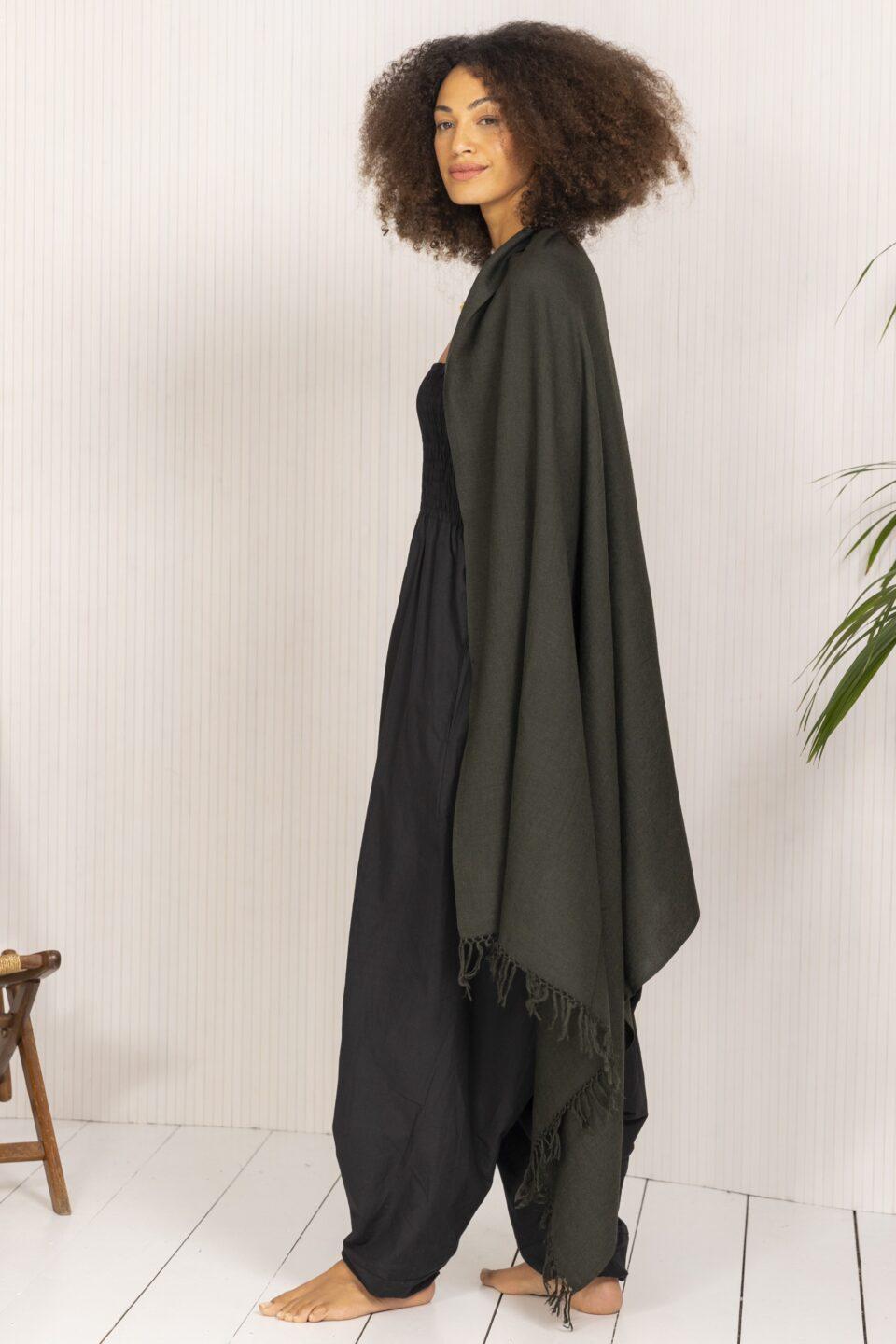 Multi - Use Handmade Blanket Scarf & Travel Wrap in Green - likemary