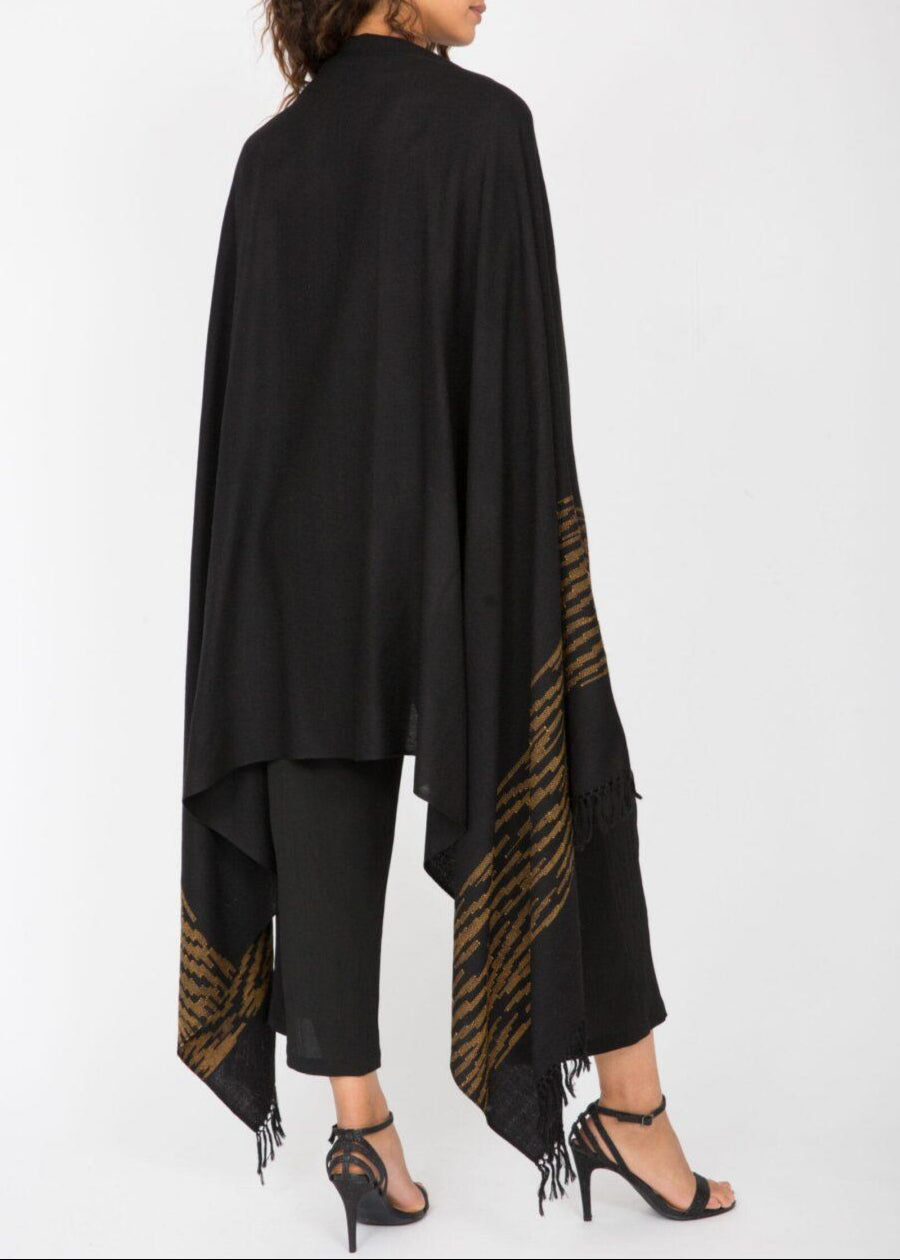 Multi - Use Handmade Blanket Shawl & Travel Wrap in Black with Tiger Stripes - likemary