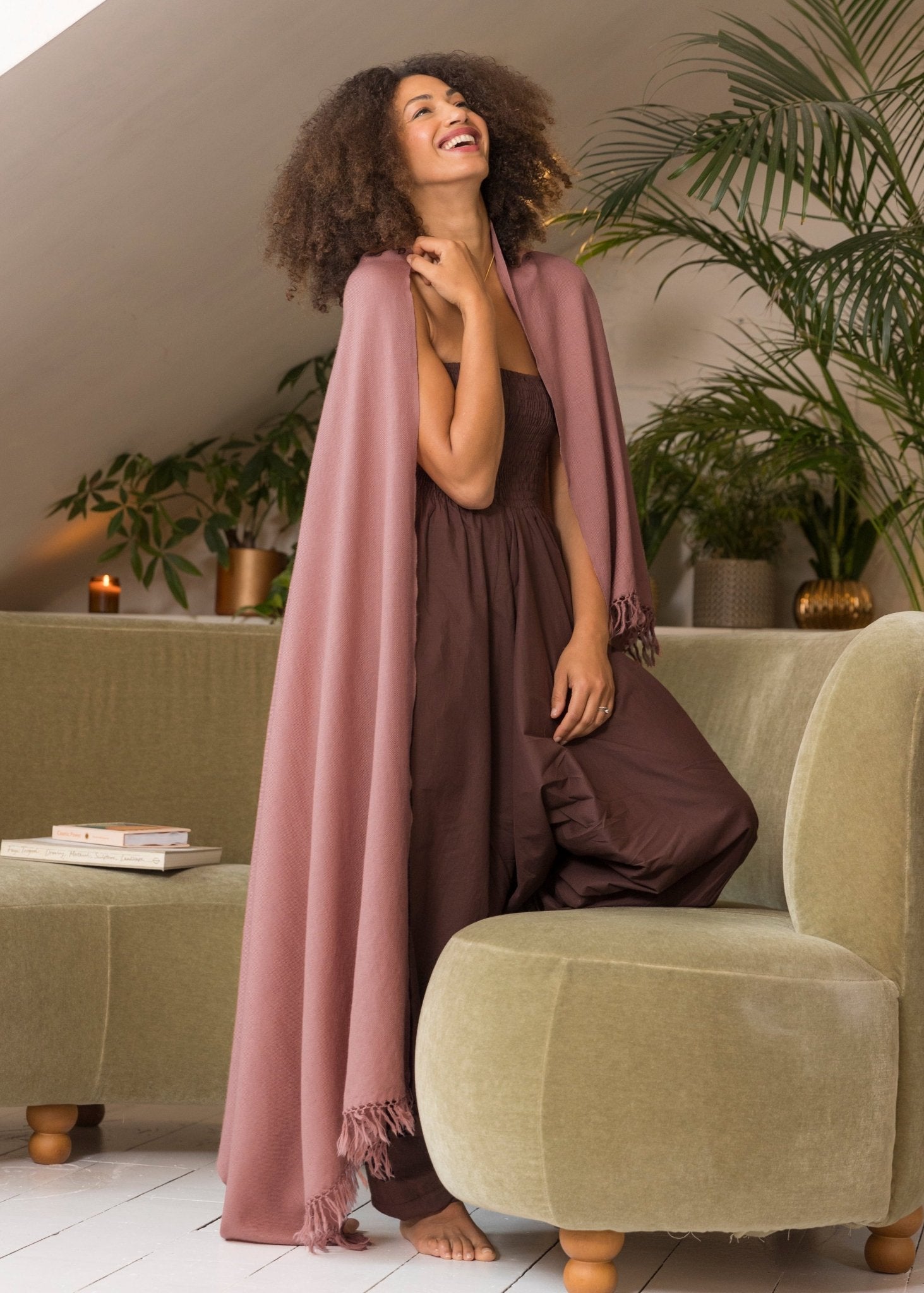 Multi - Use Handmade Shawl Scarf & Travel Wrap in Dusty Pink - likemary
