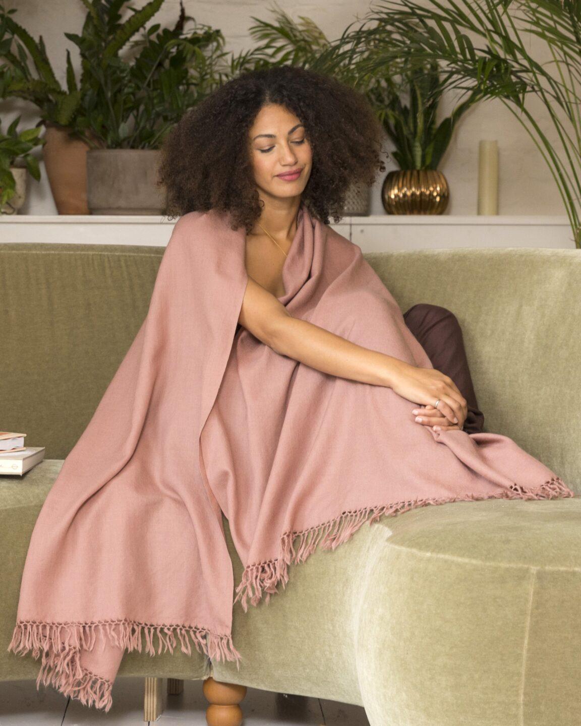 Multi - Use Handmade Shawl Scarf & Travel Wrap in Dusty Pink - likemary