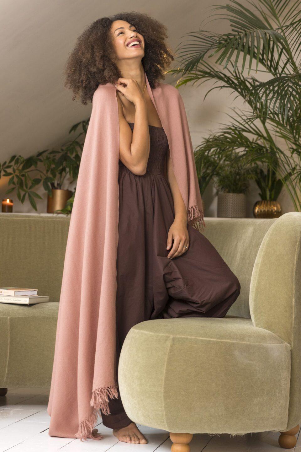 Multi - Use Handmade Shawl Scarf & Travel Wrap in Dusty Pink - likemary