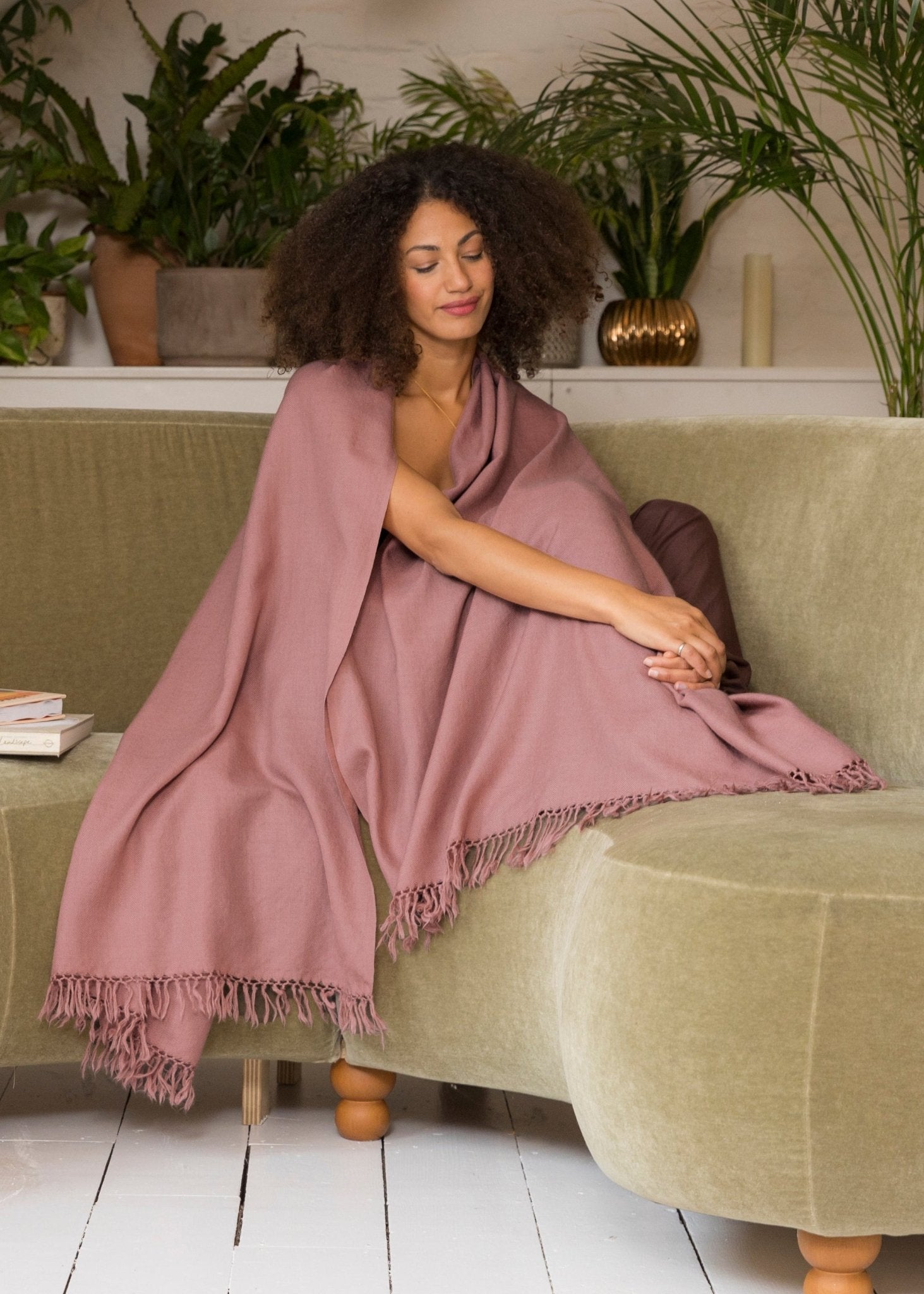 Multi - Use Handmade Shawl Scarf & Travel Wrap in Dusty Pink - likemary