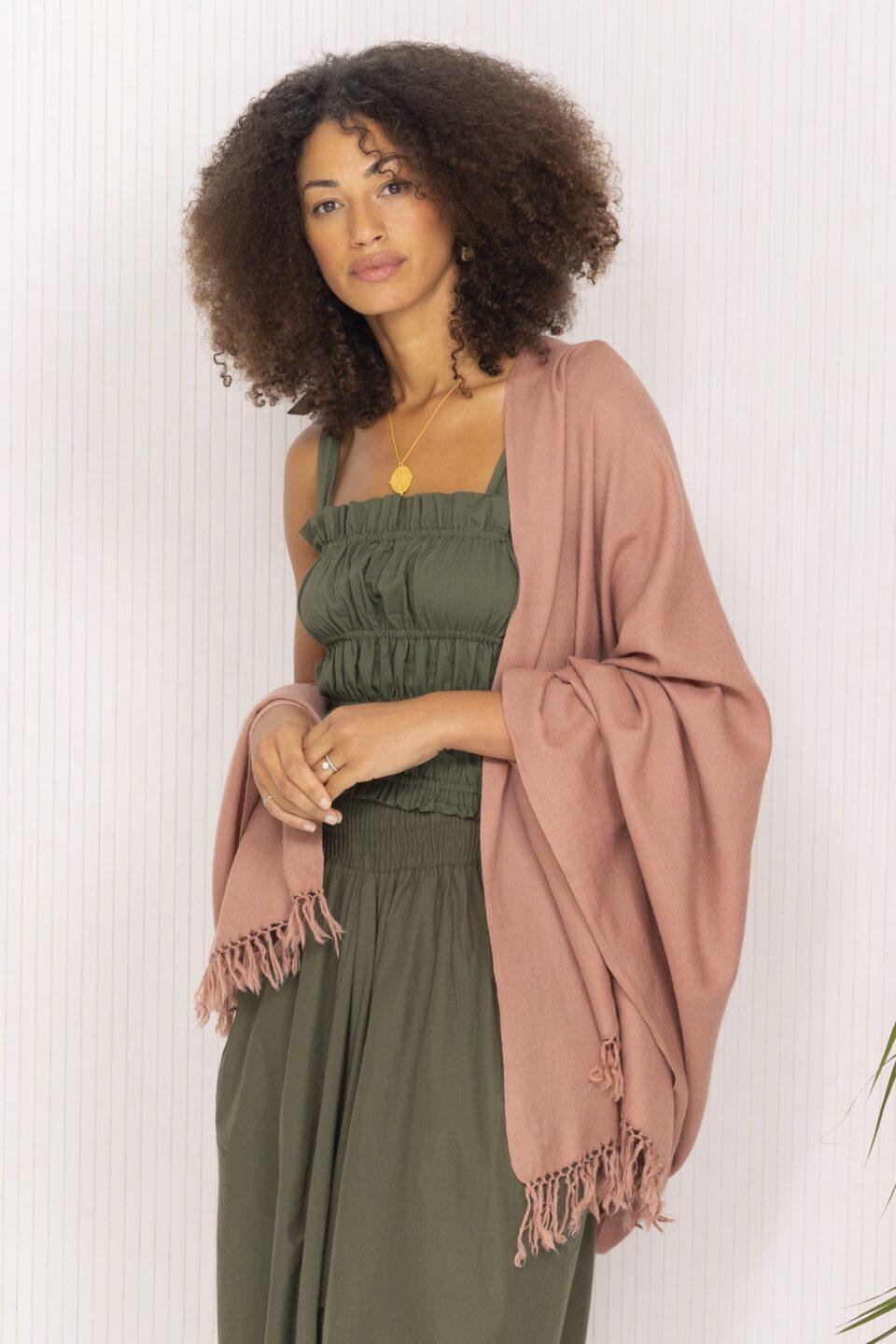 Multi - Use Handmade Shawl Scarf & Travel Wrap in Dusty Pink - likemary