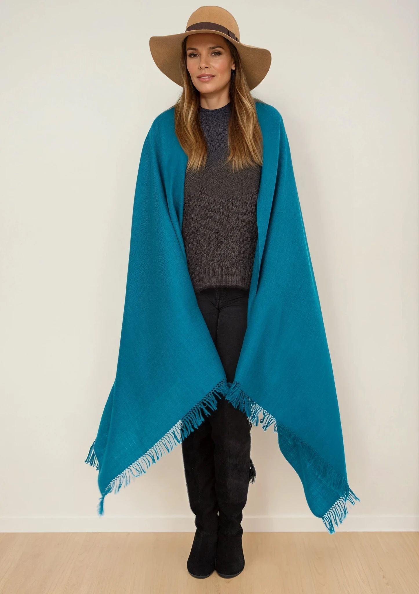 Multi - Use Oversized Blanket Scarf for Women in Peacock Teal - likemary