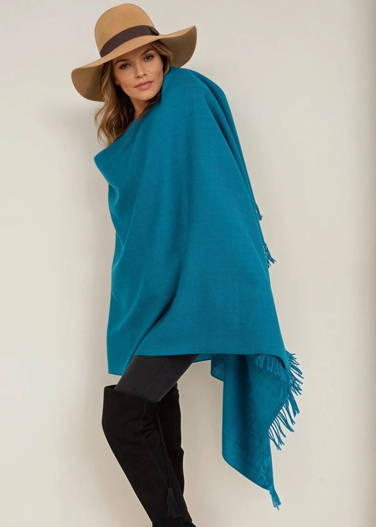 Multi - Use Oversized Blanket Scarf for Women in Peacock Teal - likemary