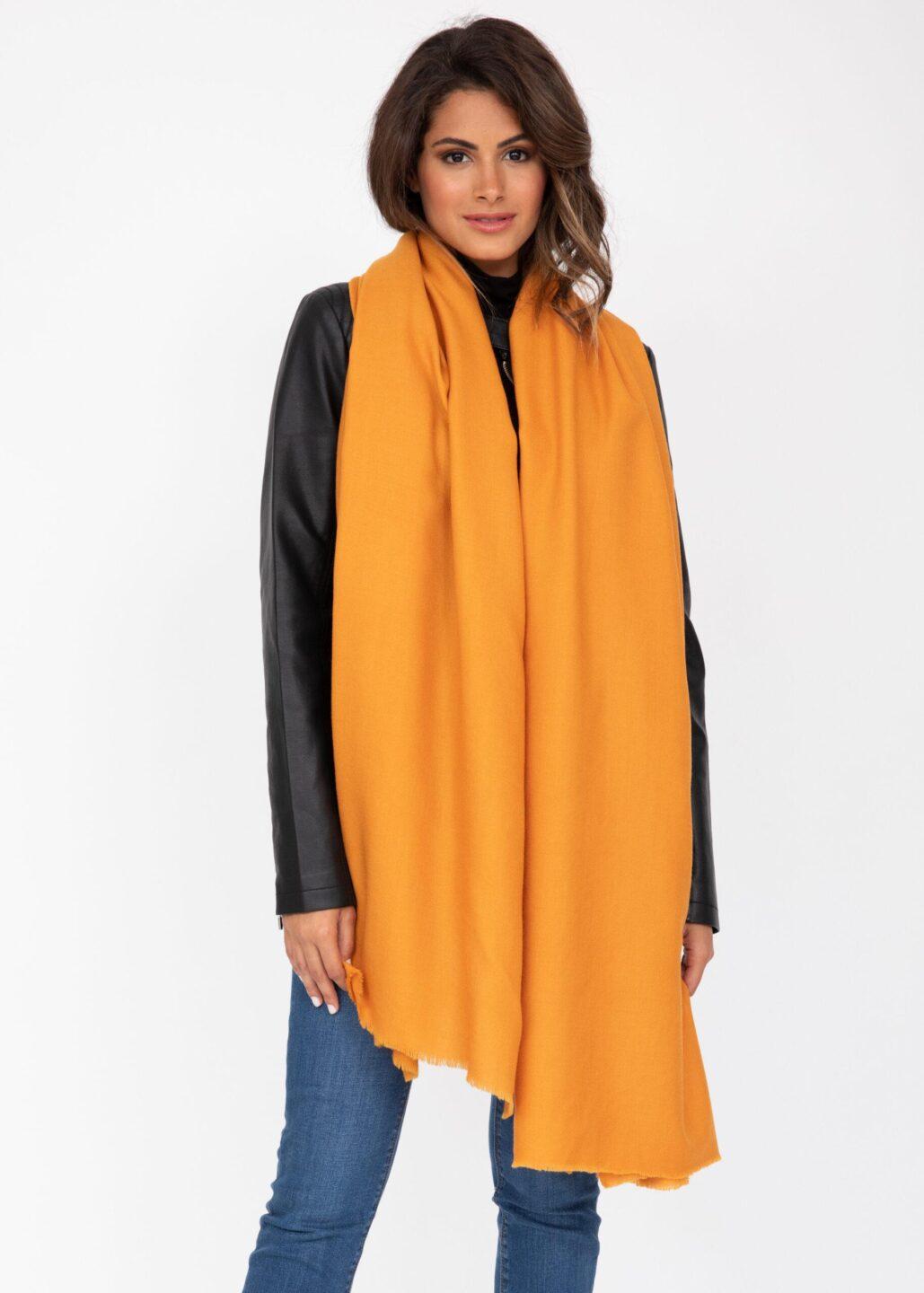 Mustard Yellow Merino Wool Shawl – Oversized Blanket Scarf for Women - likemary