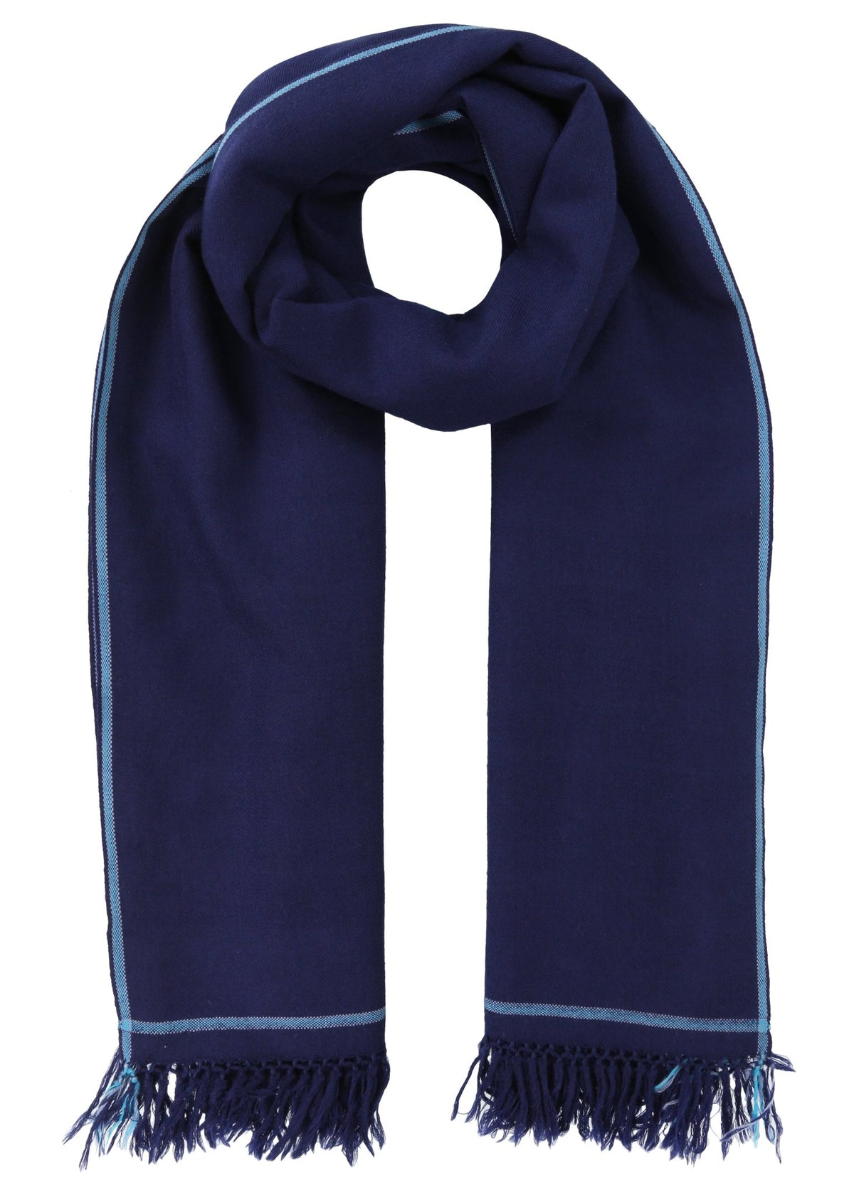 Men’s Navy Blue Wool Oversized Scarf with Border Detail – clothing and accessories by likemary