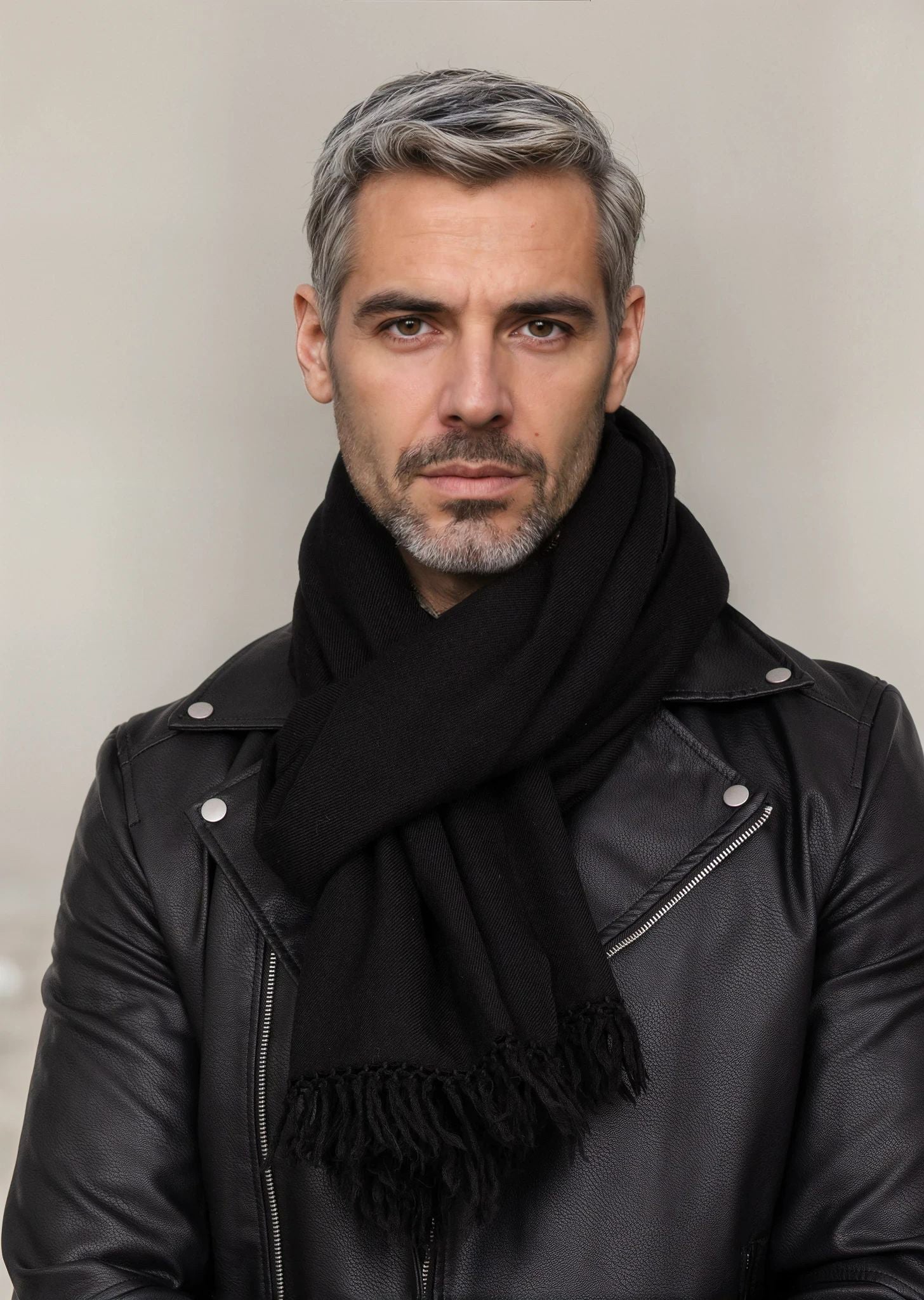 Oversized Merino Wool Scarf for Men Black - likemary