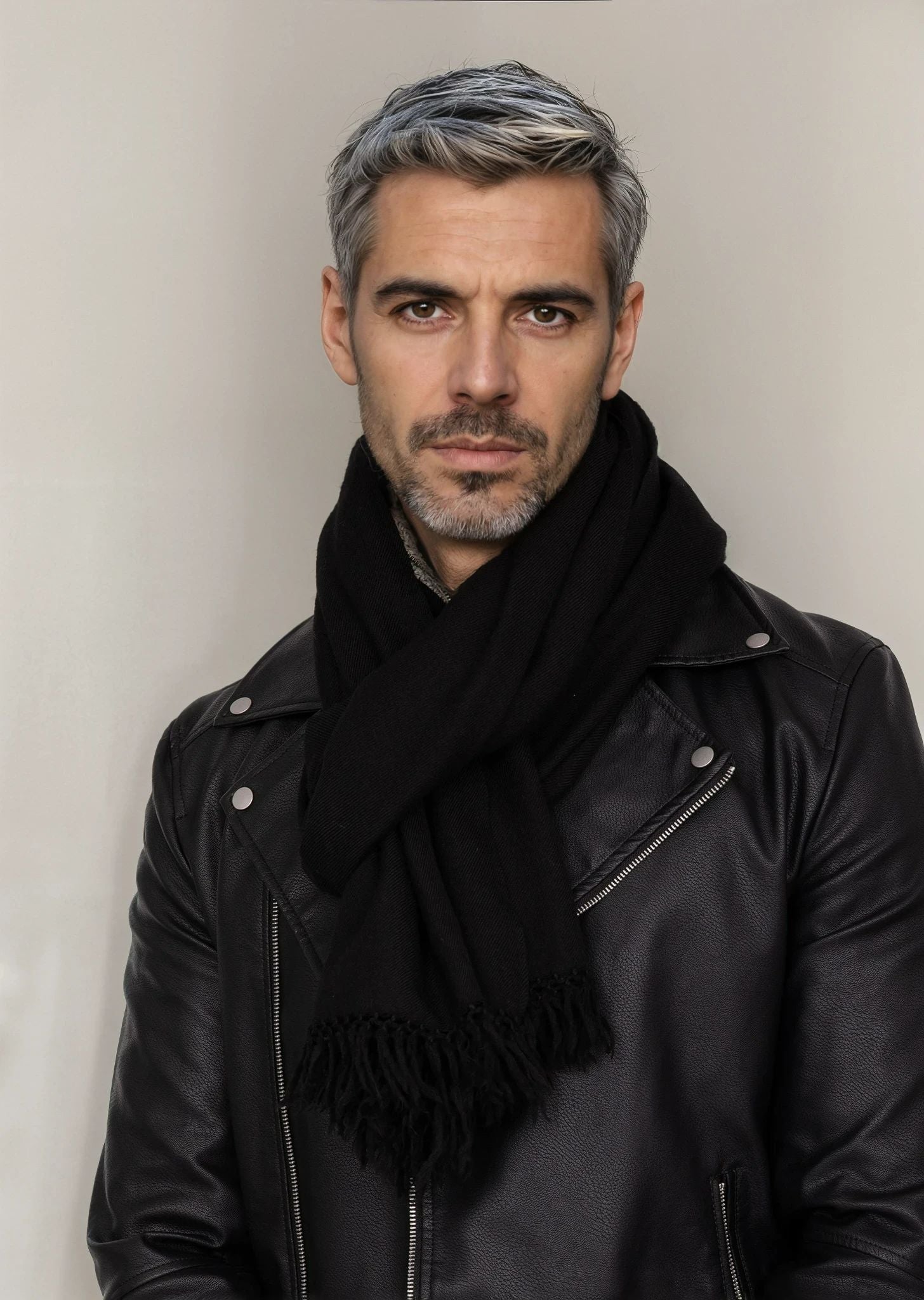 Oversized Merino Wool Scarf for Men Black - likemary