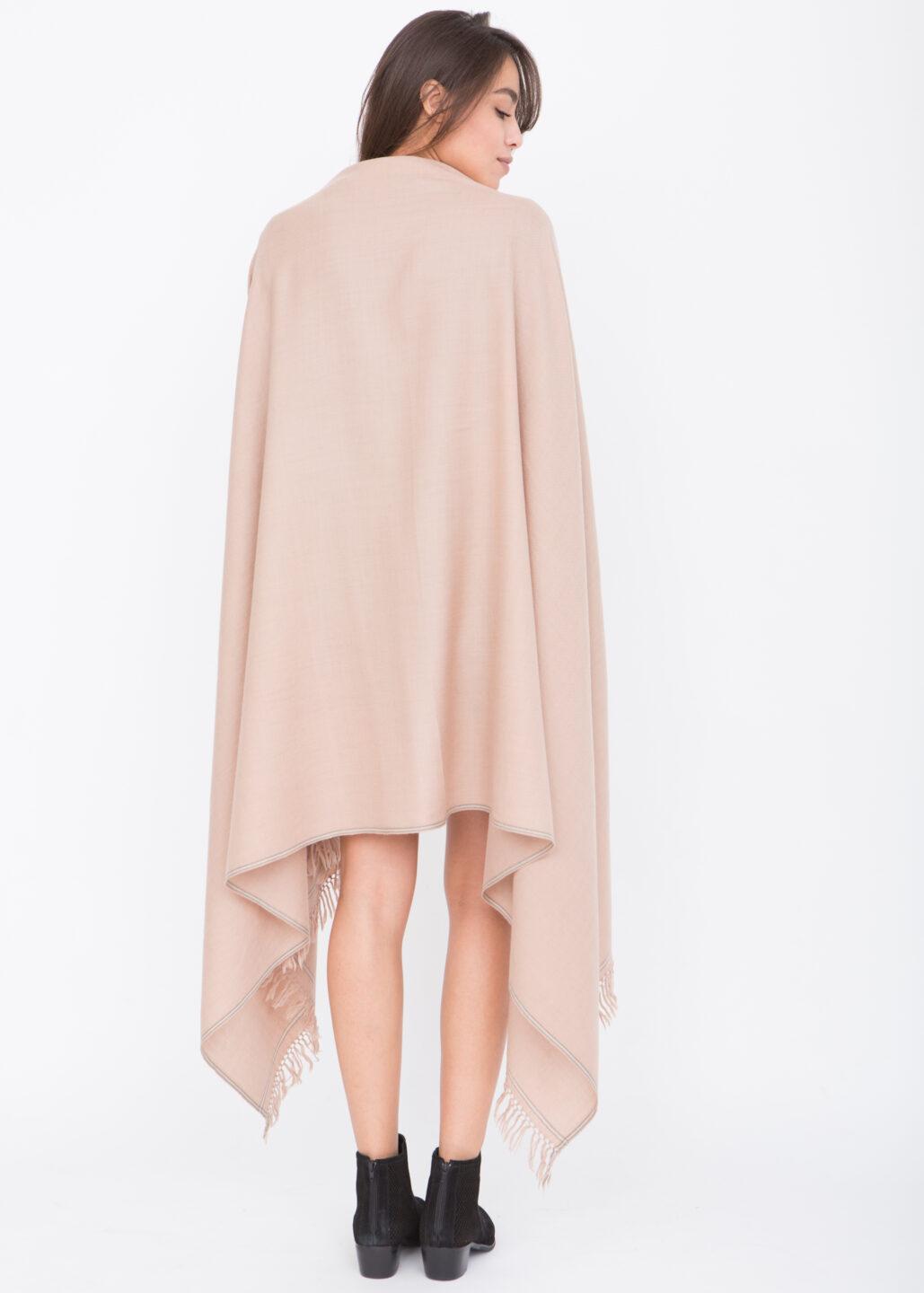 Oversized Scarf for Layering & Travel in Champagne with a Hint of Pink - likemary