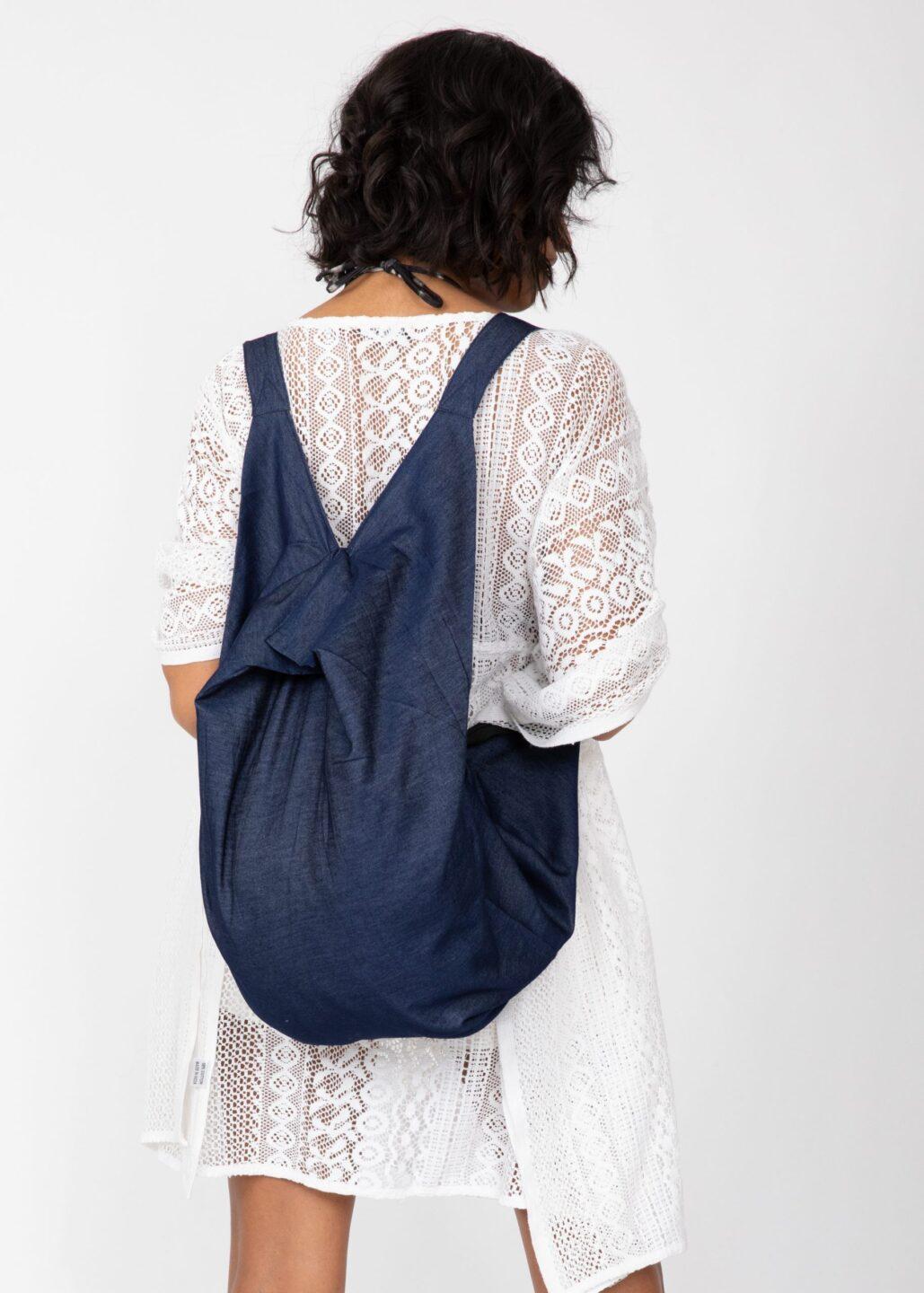 Reclaimed Multi - Wear Bag in Blue Denim - likemary