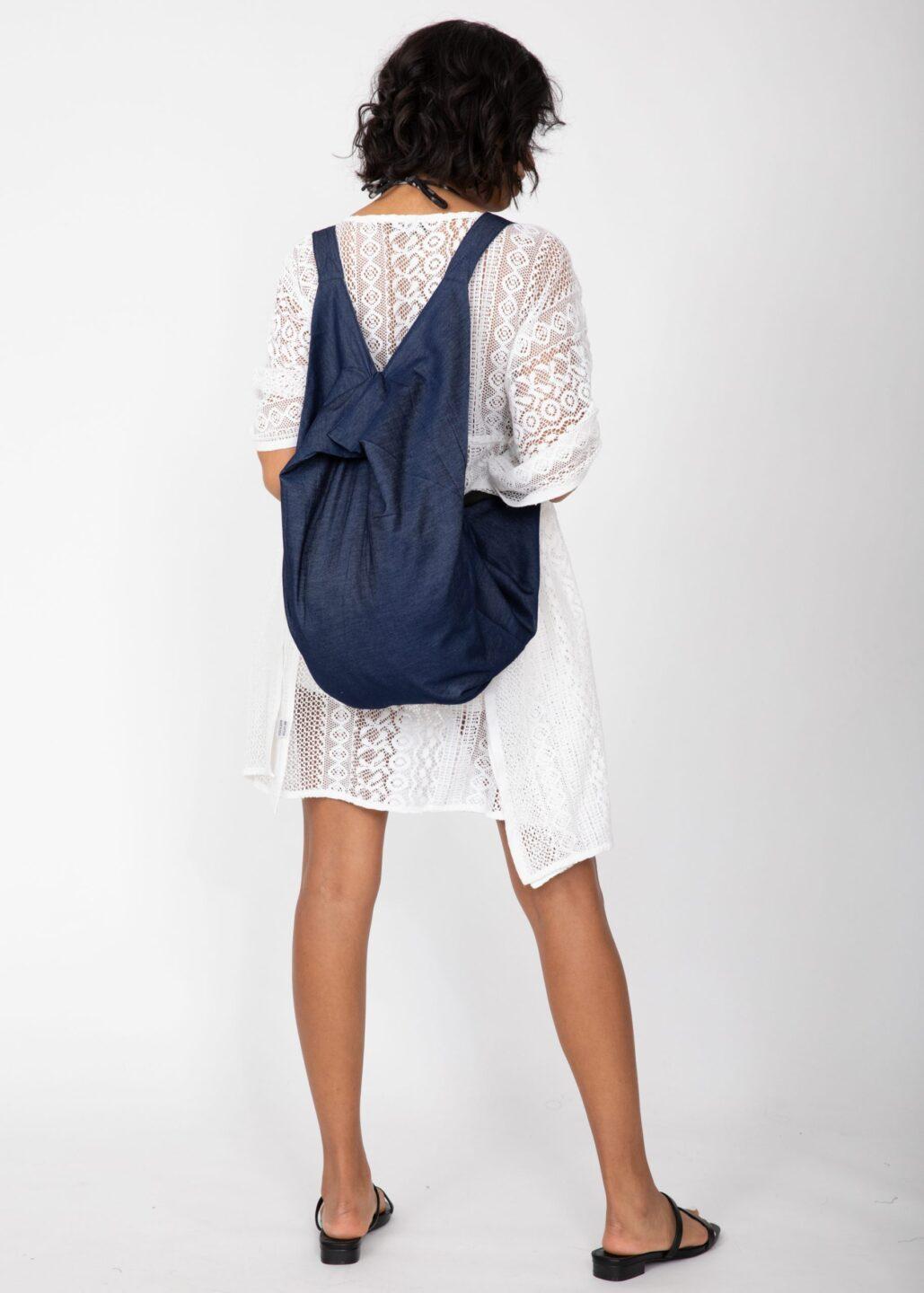 Reclaimed Multi - Wear Bag in Blue Denim - likemary