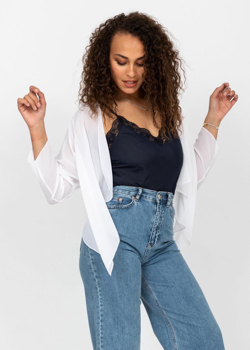 Sheer Chiffon Shrug Bolero White - likemary