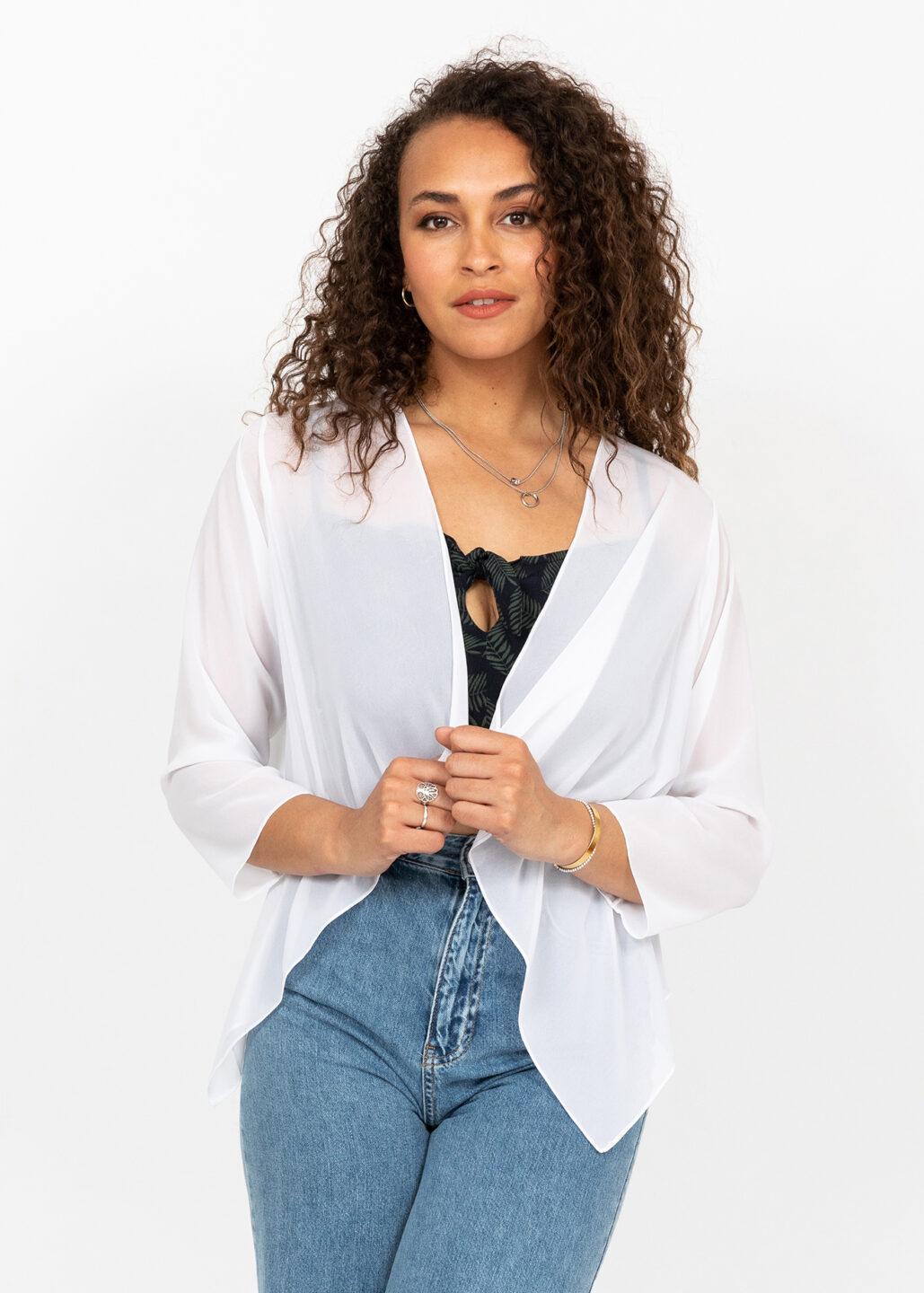 Sheer Chiffon Shrug Bolero White - likemary