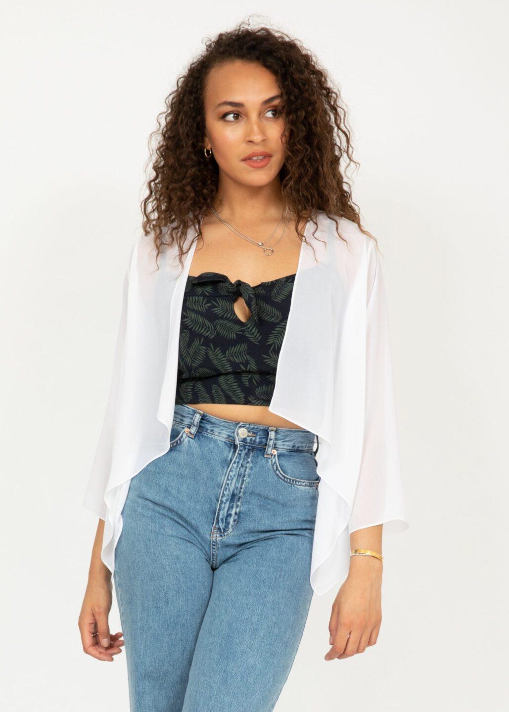 Sheer Chiffon Shrug Bolero White - likemary
