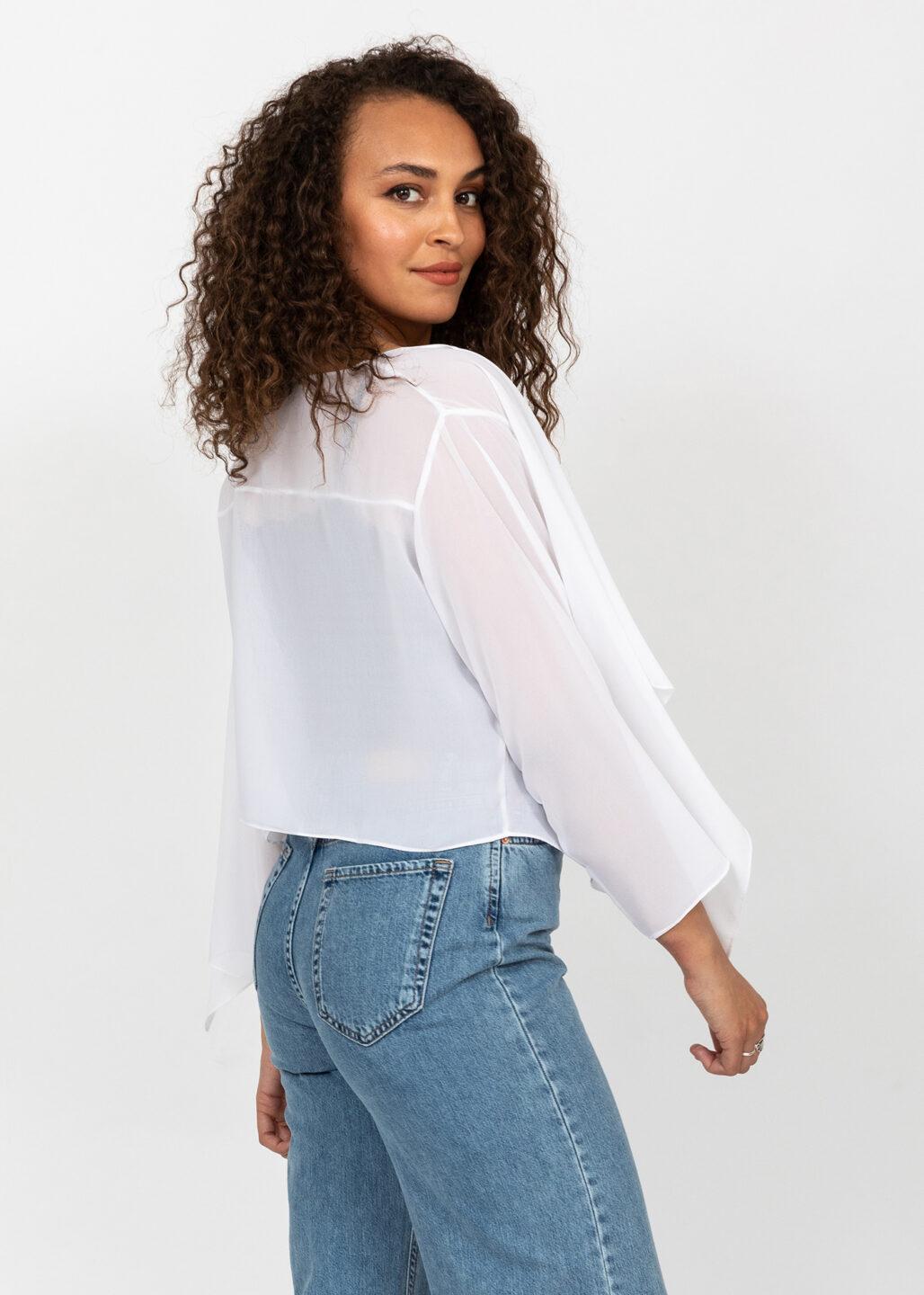 Sheer Chiffon Shrug Bolero White - likemary