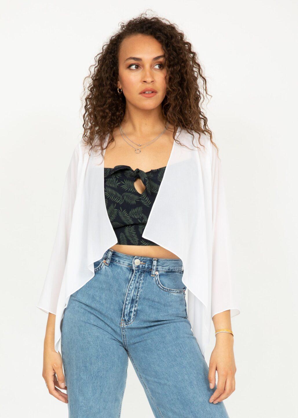 Sheer Chiffon Shrug Bolero White - likemary