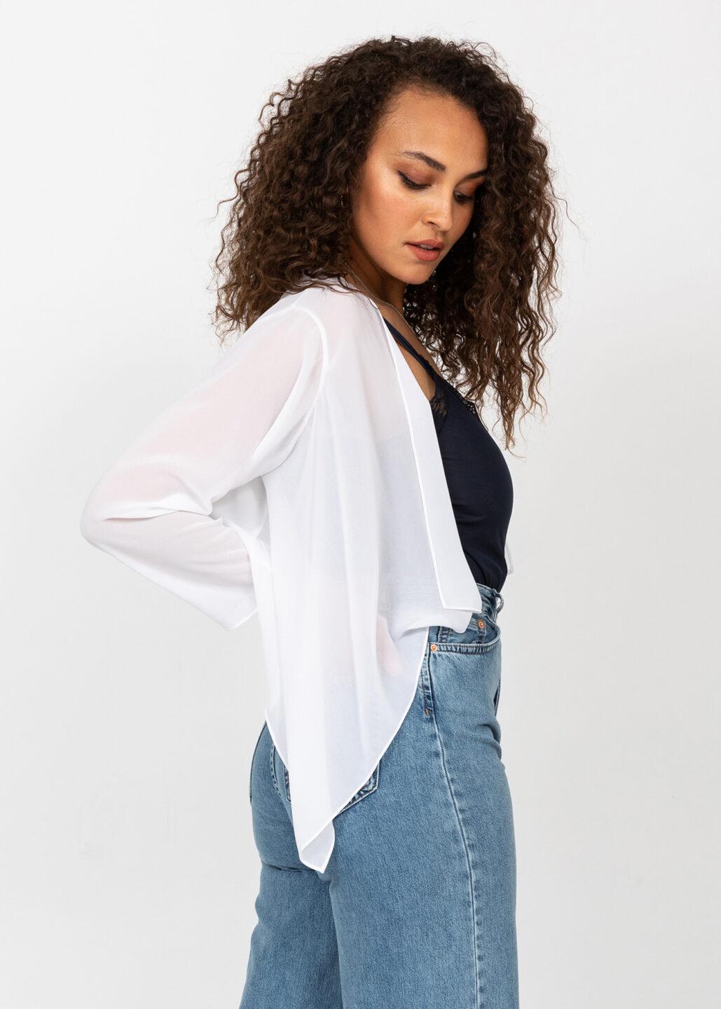 Sheer Chiffon Shrug Bolero White - likemary