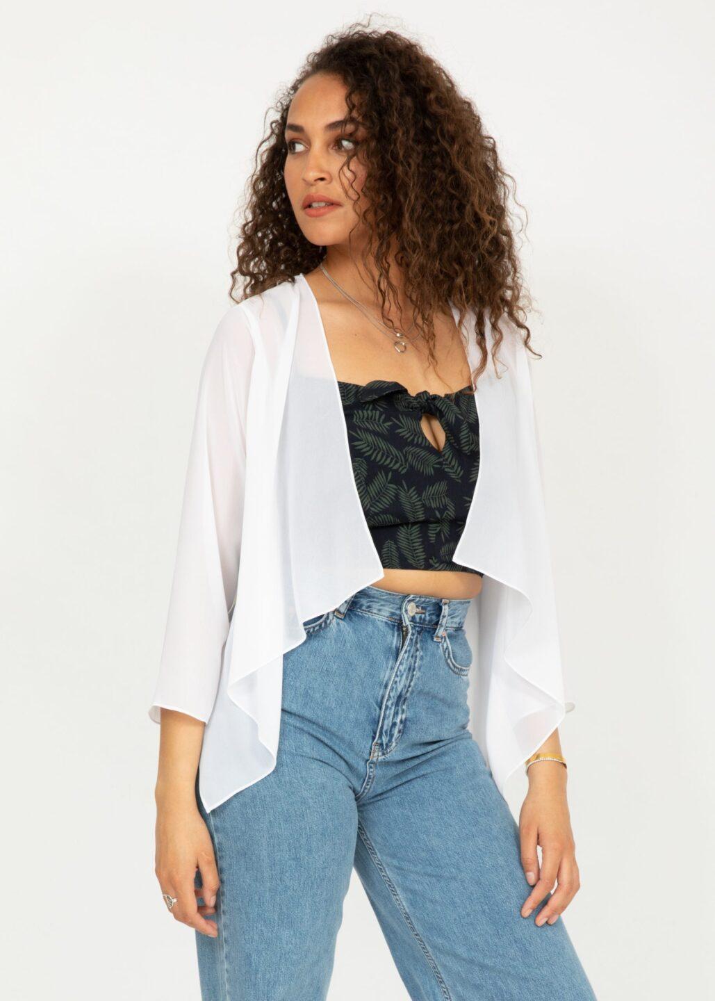 Sheer Chiffon Shrug Bolero White - likemary