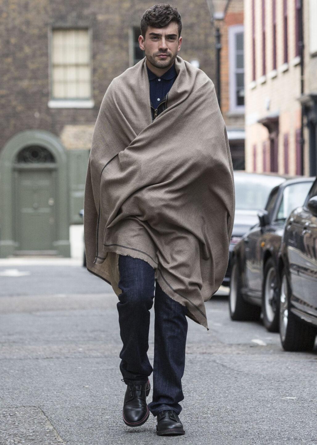 Shoreditch Merino Wool Shawl & Oversize Scarf Truffle 100 x 215cm - likemary