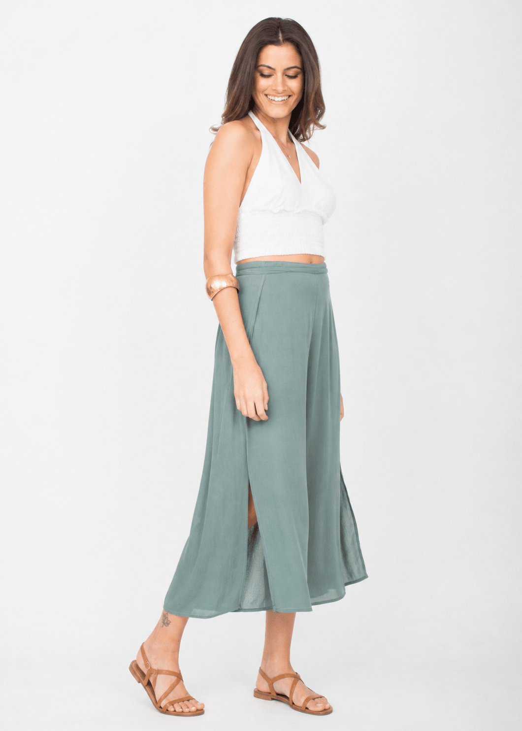 Sea Foam Green Elasticated Waist Trousers – clothing and accessories by likemary