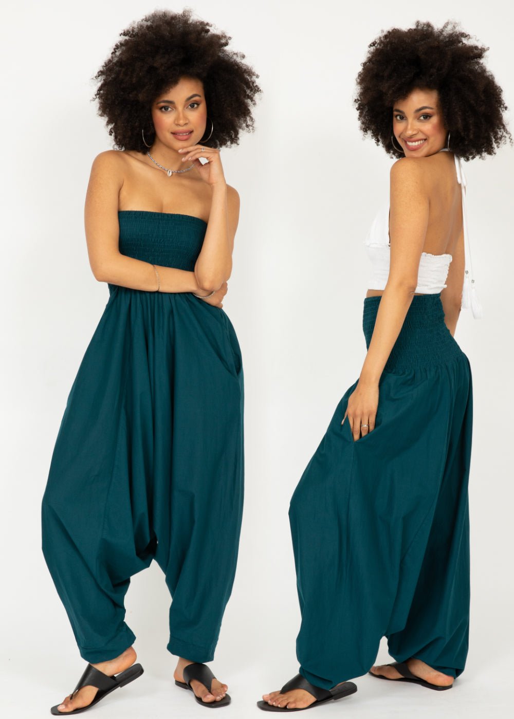 Convertible Cotton 2-in-1 Jumpsuit & Harem Pants in Teal – clothing and accessories by likemary