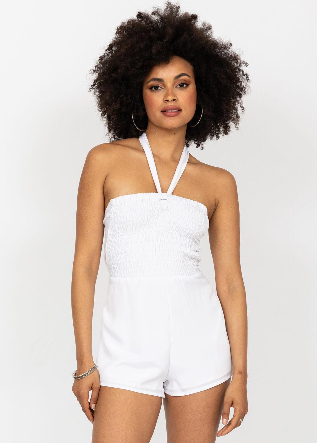 Tie Back Playsuit in White - likemary