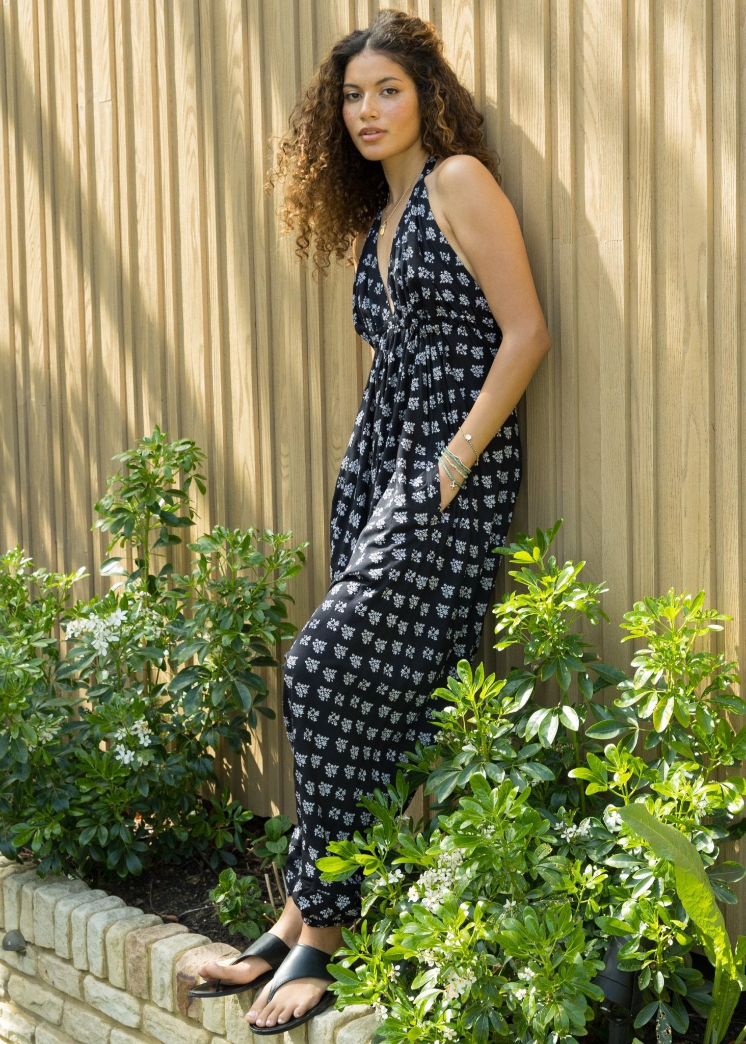 Black Fleurs Halter Harem Jumpsuit – clothing and accessories by likemary