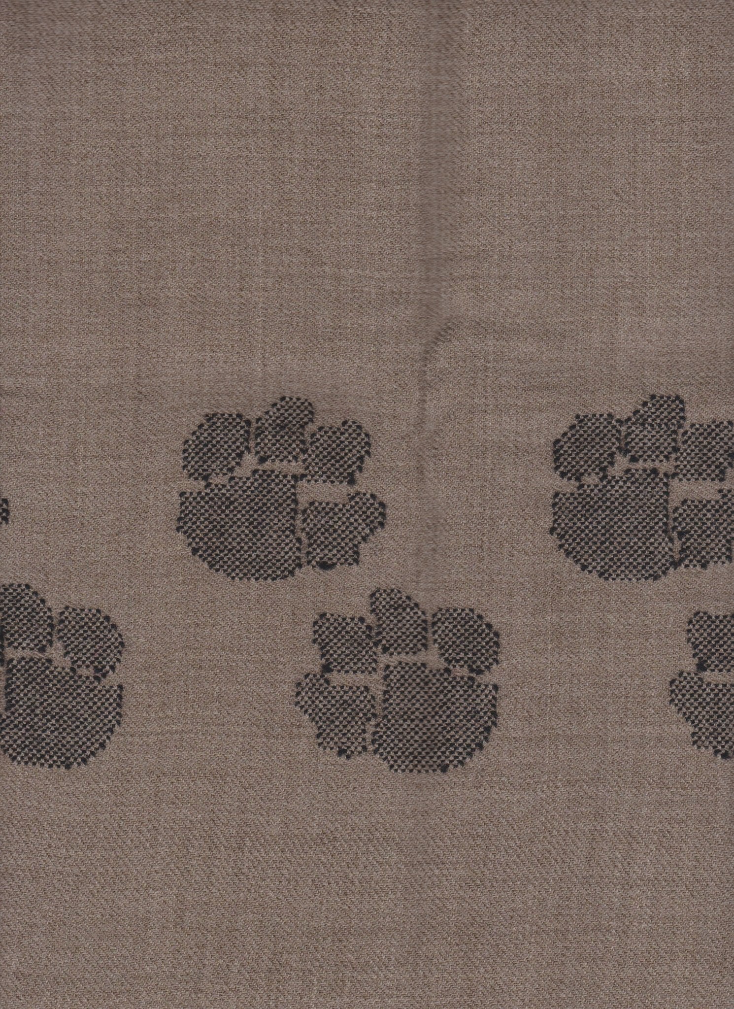 Wool Blanket Scarf for Men - Mocha Brown Paws Motif - likemary